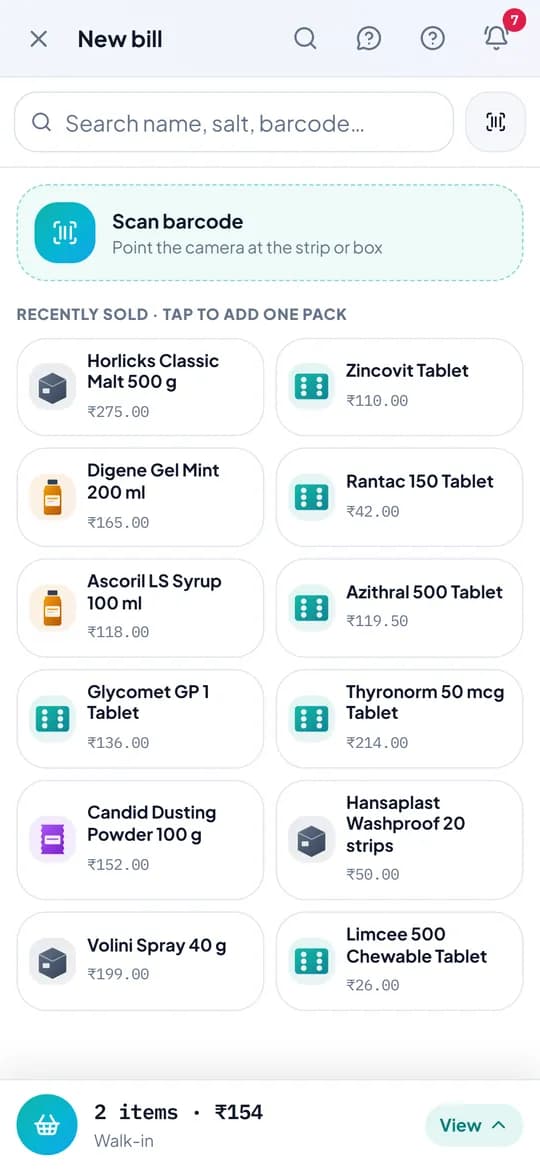 MedBox24 billing screen on a phone